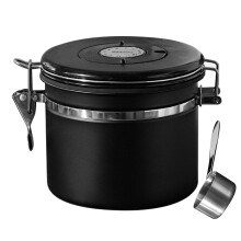 (1.2L, Black) Coffee Beans Container, Rustproof Airtight Stainless Steel Container, Dried Fruit Food Storage Container