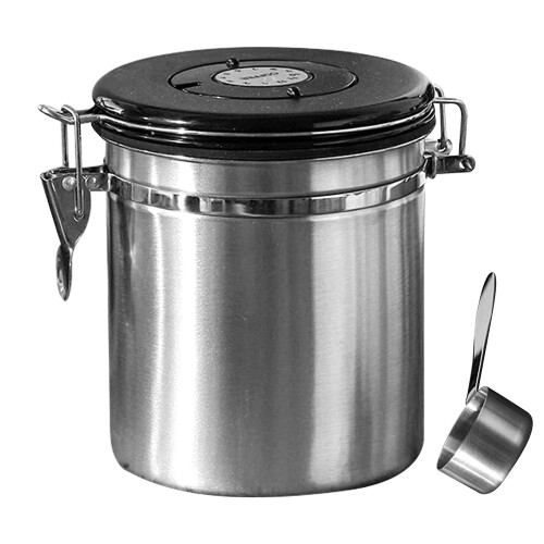 (1.5L, Silver) Coffee Beans Container, Rustproof Airtight Stainless Steel Container, Dried Fruit Food Storage Container