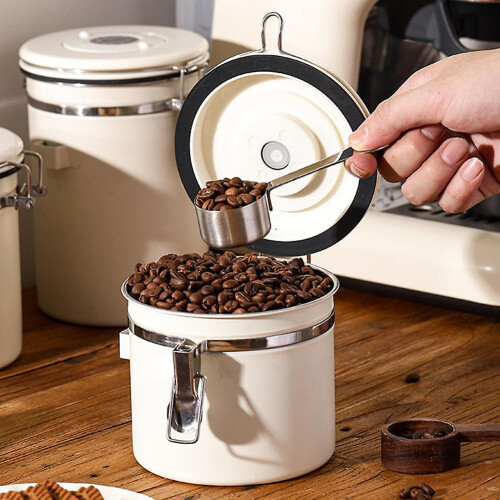 (1.5L, Silver) Coffee Beans Container, Rustproof Airtight Stainless Steel Container, Dried Fruit Food Storage Container 2