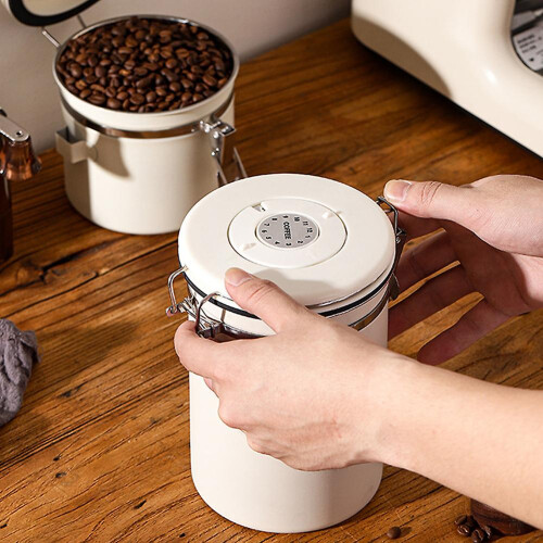 (1.2L, Silver) Coffee Beans Container, Rustproof Airtight Stainless Steel Container, Dried Fruit Food Storage Container 1