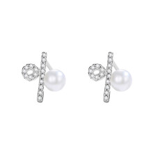 S925 Percentage Sign Earrings, Freshwater Pearl Stud Earrings for Women