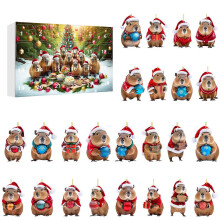 (E) Capybara Xmas Advents Calendar Kids Unique Flat Pendant Holiday Decor for Christmas Tree Ornament