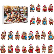 (F) Capybara Xmas Advents Calendar Kids Unique Flat Pendant Holiday Decor for Christmas Tree Ornament