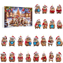 (B) Capybara Xmas Advents Calendar Kids Unique Flat Pendant Holiday Decor for Christmas Tree Ornament