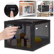 (Black Red) Lockable Storage Box for Fridges/Snacks Food Versatile Space-Saving Organization Box for Kitchen Bedroom