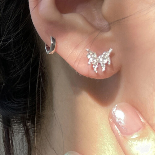 S925 Lava Texture Butterfly Earring, Irregular Folded Stud for Women 2