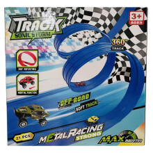 (4m, Blue) Flexible Toy Car Track For Toy Cars Diecasts Cars, Easy to Setup Race Car Ramps Track, for Indoor Outdoor Toy