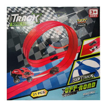 (5m, Red) Flexible Toy Car Track For Toy Cars Diecasts Cars, Easy to Setup Race Car Ramps Track, for Indoor Outdoor Toy