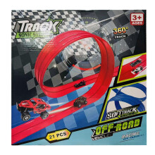(4m, Red) Flexible Toy Car Track For Toy Cars Diecasts Cars, Easy to Setup Race Car Ramps Track, for Indoor Outdoor Toy