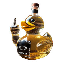 (B) Middle Finger Duck Bottle Funny Whiskey Bottle Duck-shaped Alcohol Bottle Funny Duck Decanter for Home Office