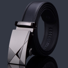 (ZDK10-black, 110cm) Men's Automatic Buckle Belt Genuine Leather Dress Casual Jeans Fashion Versatile High-Quality Leather Belt