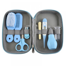 (blue) 8 Pcs Baby Grooming Kit, Newborn Hair Brush & Health Care Set, Infant Nail Clippers, Baby Hair Trimmer, Essential Nursery Supplies