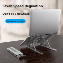 (Silver) HYwys 7-Level Adjustable Foldable Laptop Stand Holder for MacBook Pro/Air, Portable Aluminum Alloy Ergonomic Riser Desk Stand with Cooling