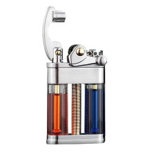 (A) Kerosenes Lighter Transparent dual tank always know fuel level for Outdoor camping survival geared
