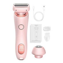 (Pink) Silk Glide Razor Bikini Trimmer for Women, Painless Hair Removal 2-in-1 Wet and Dry Electric Shaver Razor for Women