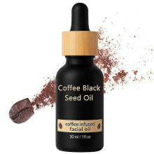 30ml Coffee Infused Facial Oil, Organic Firming Anti-Aging Coffee Drops with Black Seed Oil for Glowing Skin