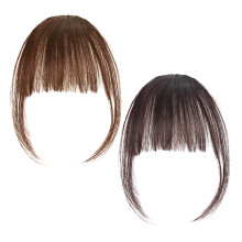 Clip-in pony, haarextensies van echt haar met clip, luchtige pony, natuurlijke kleur, wasbaar en verfbaar voor dagelijks gebruik (bruin)