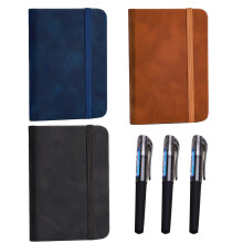 3-Pack Pocket Notebook, A7 Mini Journal Bulk, with 3 Black Pocket Pens, Stationery Set, Office Supplies for Recording, Notes, Summaries, and Written