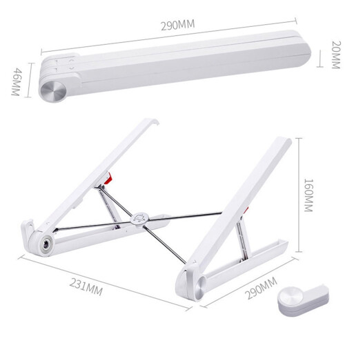 Aluminum Laptop Stand Foldable Portable Adjustable Height Computer Tablet Holder White 2