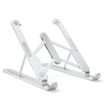 (Silver) HYwys 7-Level Adjustable Foldable Laptop Stand Holder for MacBook Pro/Air, Aluminum Alloy Ergonomic Cooling Riser Portable Desk Stand