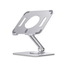 (Silvery) HYwys Foldable Tablet Holder, Multi-Angle Height Adjustable Aluminum Alloy Stand, Desktop Hands-Free Laptop Bracket, Gifts