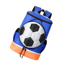 Football Backpack With Ball Holder, Adjustable Straps, Zipper, Travel Soccer Bag, Blue/Orange