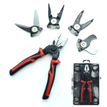 (5-in-1) 5-in-1 Multi-functional Pliers Set with Interchangeable Heads, Wire Stripper, Cable Clamp, Crimping Tool, Steel Wire Pliers