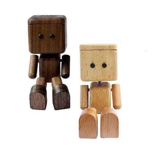 (with aromatherapy, Yellow) Cute Solid-Wood Leg-shaking Robot Figurine Car Mounted Aromatherapy Accessory