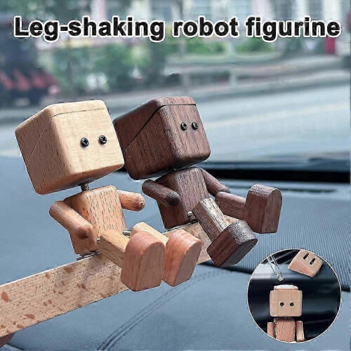 (with aromatherapy, Yellow) Cute Solid-Wood Leg-shaking Robot Figurine Car Mounted Aromatherapy Accessory 2