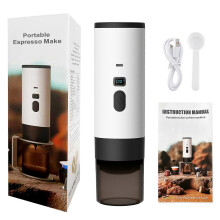 (No bracket, White) Portable Coffee Maker Espresso Machine 7800mAh Self-Heating Travel Coffee Maker for Camping Car RV Hiking Office