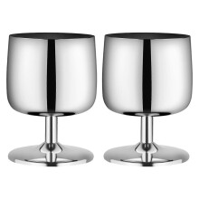 (Real Color 2pcs) Unbreakable Metal Wine Tumblers Home Bar Stainless Steel Stemmed Goblets Drinkware for Dinner Party