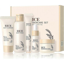 25-26 Complete Korean Skincare Set with Rice-Based Cleanser, Toner, Serum, and Cream for a Radiant Glass Skin Complexion