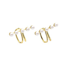 S925 Bar Pearl Ear Cuff, French Minimalist Clip-On Earring for Women