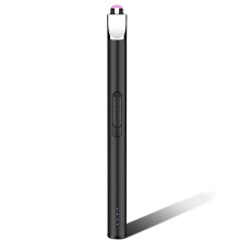 (Black) USB Rechargeable Lighter Windproof Flameless Lighter for Grilling Cooking