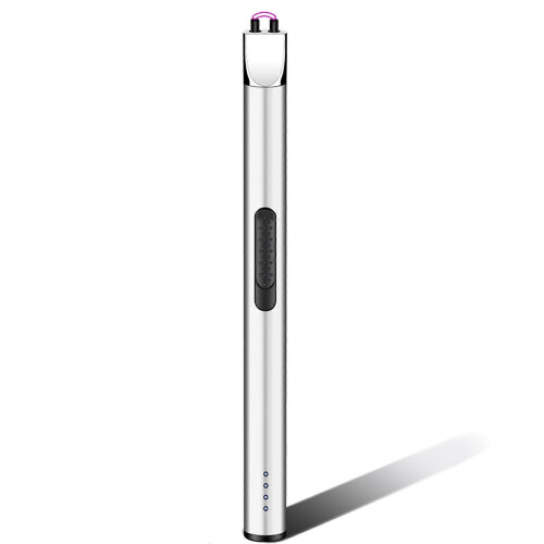 (Silver) USB Rechargeable Lighter Windproof Flameless Lighter for Grilling Cooking