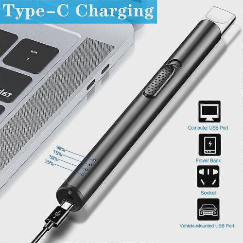 (Blue) USB Rechargeable Lighter Windproof Flameless Lighter for Grilling Cooking 2