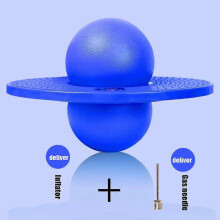 (Round,Blue)Pogo Bouncing Ball with Handle and Ball Pumps Jump Toy Pogo Maximum Load-Bearing 220lb Suitable for Children Adult