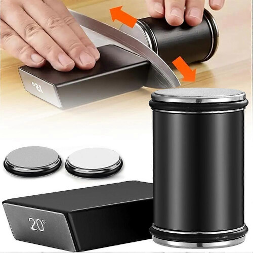 (Wood) Magnetic Knives Sharpener Sharpening Stone Kit with 15 20 Degrees Angle Roller for Culinary 2