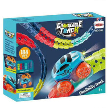 (184pcs) Anti-Gravity Track Set with Car Flexible Track With LED Light-Up Race Car Set Gift for Kids