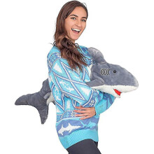 (XL, Blue) Best Ugly Christmas Sweater For Men Women, Warm Christmas Jumper with 3d Dinosaur Shark Reindeer