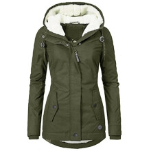 (M,Green)Waterproof Warm Hooded Winter Coat Thickend Fleece Lined Cotton Coat for Women