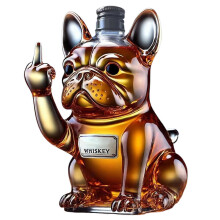 (Fa Dou, C) French-Bulldog Whiskey Bottle Present Whiskey Tasting Glasses for Party