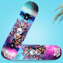 (10) 31 Inch Cartoon Print Skateboards Complete Longboard for Beginners Girls Boys Teens Youths 7-Layer Maple Deck