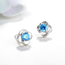 S925 Four Leaf Clover Stud Earrings, Minimalist Earrings for Women