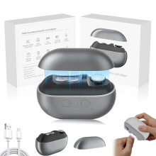 (Grey) Easyclip Electric Nail Clipper, 2 Speeds Automatic Nail Trimmer with LED Light & Clip Storage, for Kids, Adults & Seniors