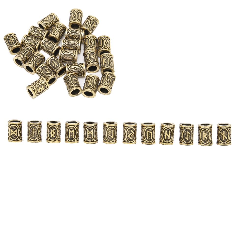 Unisex Bronze 24Pcs Viking Beard Beads Hair Beads Diy Zinc Alloy Hair Decoration Set