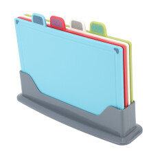 4 Pcs Plastic Cutting Boards Set with Stand, 13.2x9.3in, 4 Colors