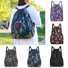 (Colorful leaves) Women's Drawstring Backpack Large Capacity Lightweight Minimalist Casual Portable Shopping Travel Backpack for Women