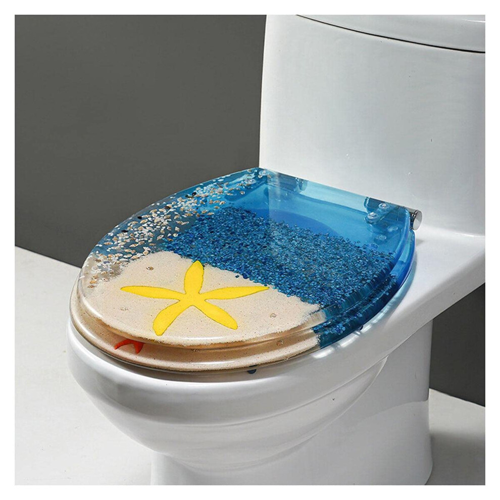 Resin Toilet Seat Slowclose With Real Seashells And Sand Heavyduty Ocean Series Decor Utype Vtype Otype 9347817730906