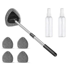 Car Windshield Window Cleaning Tool with 5 Reusable Microfiber Pads & Extendable Handle, Universal Glass Wiper Cleaner for Home Office